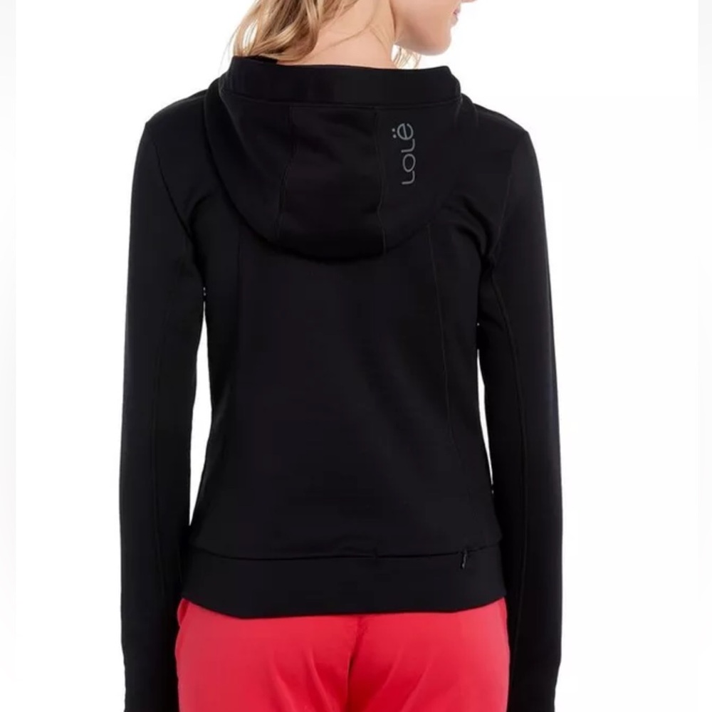 Lole Esma Hoodie L Black Activewear Moisture Wicking Water Repellent Comfy Lined - Picture 3 of 13
